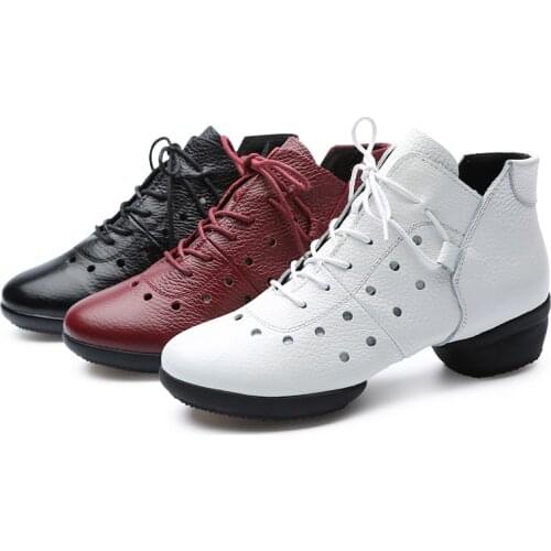 Shoes Woman Genuine Leather Shoes Stomatal Soft Bottom Dancing Women Shoes Modern Jazz Sailors Dance Shoes Four Seasons Sneakers