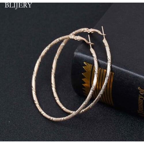 BLIJERY Trendy Starry Big Hoop Earrings Fashion Statement Earrings For Women Gold Silver Color Cirle Earrings Punk Jewelry