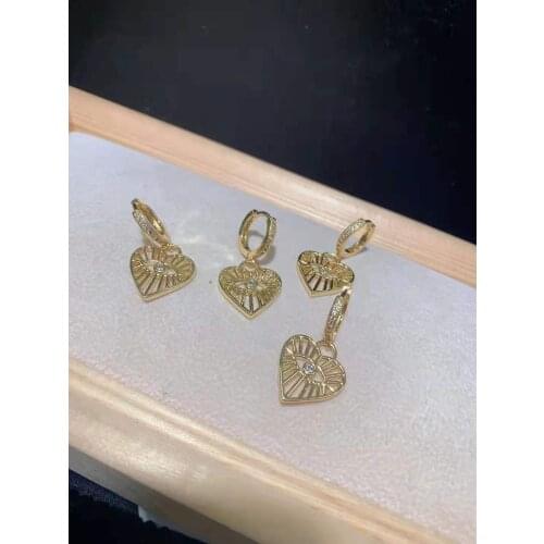 2pairs/lot Womens High Quality new style Heart angel eyes Gold Color Charm Gold CZ Earrings