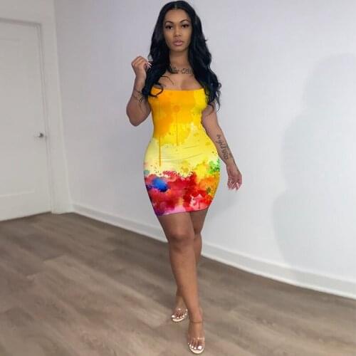 ZKYZWX Tie Dye Bodycon Mini Dress Sexy Off Shoulder Birthday Outfits for Women Festival Clothes Street Dresses Night Clubwear