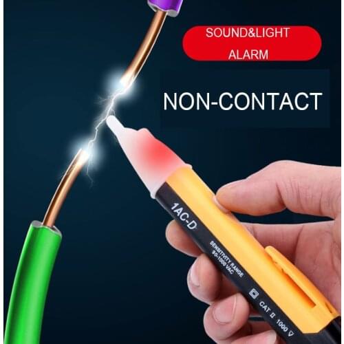 1PC Non-Contact Electric Tester Pen Voltage LED Indicator 90-1000V Socket AC Power Outlet Voltage Detector Sensor Pen With Light