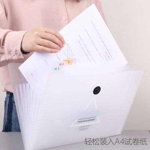 1pcs Transparent A4 Expanding Wallet 8 Layer PP Folder Ticket Bag Buckle Design Water