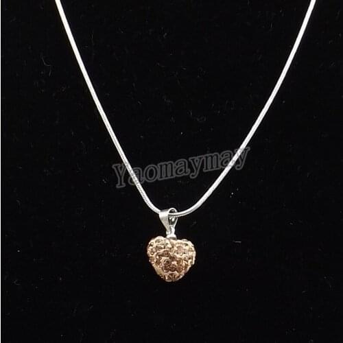 10pcs/Lot Champagne Love Heart Rhinestone Charm Silver Plated Necklace Womens Choker Free Shipping