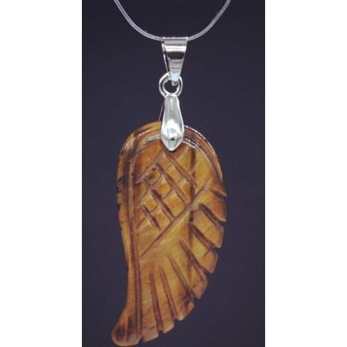 100-Unique 1 Pcs Silver Plated Wings of Angel Natural Tiger Eye Stone Pendant for Men Jewelry