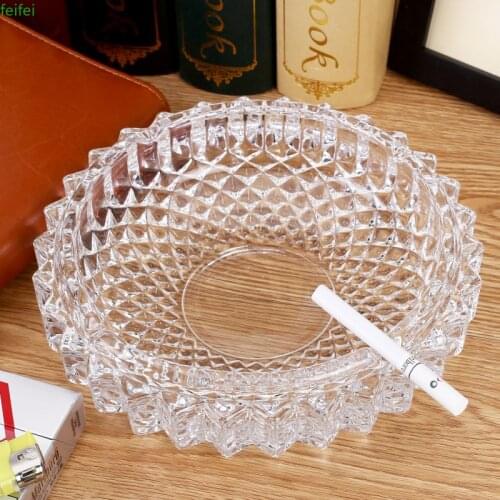 13cm Ashtray Premium Decorative Cigarette Ashtray Ash Holder for Smokers Desktop Smoking Ash Tray in Glass Round