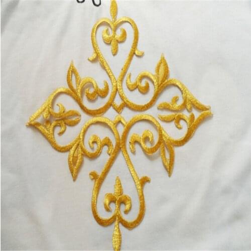 16Pieces Gold 25X 16cm Baroque Garments Lace Applique Flower Floral Motif Venise Venice Lace Applique DIY Accessory BD0198