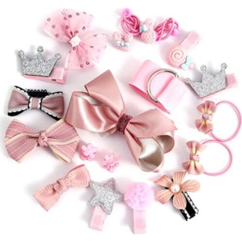 18 Pcs/set New Headwear Set Baby Girls Cute Ribbon Bowknot Flower Children Headband Bow-knot Crown Princess Hair Accessories