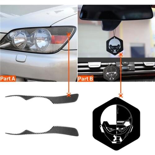 2 Pcs UV Resistant Carbon Fiber Headlight Eyebrow Eyelids Strip Stickers Trim For Lexus IS300 IS200 RS200 ALTezza 1998-2005