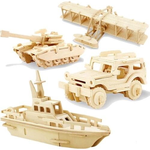 3D DIY Wood Puzzle Toy Military Series Tank Vehicle Model Set Creative Assembled Education Puzzle Toys Gifts For Children Kids