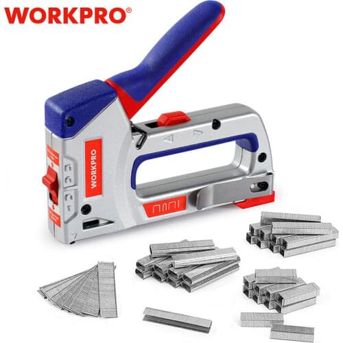 WORKPRO 3 IN 1 Heavy Duty Staple Gun for DIY Home Decoration Furniture Stapler Manual Nail Gun with 800 Staples Nailer