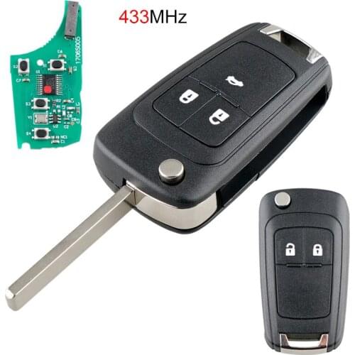433MHz 2 / 3 Buttons Foldable Remote Car Key Fob Shell with ID46 Chip for Opel Vauxhall Insignia Astra 2009-2014