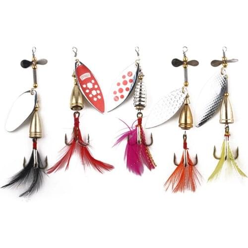 5 Pcs/lot Metal Spinner Fishing Bait Spoon Fishing Lure Retail Box Catfish Bass Lures 360 Rotation Isca Artificial Soft Lure