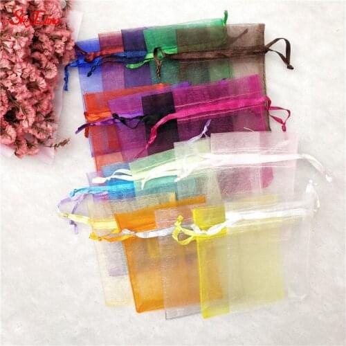 50pcs Eugen Gauze Bag Drawstring Pouch Wedding Birthday Christmas Candy Gift Bag 6x8cm 9x12cm 12x17cm 14x19cm 20x30cm 5z