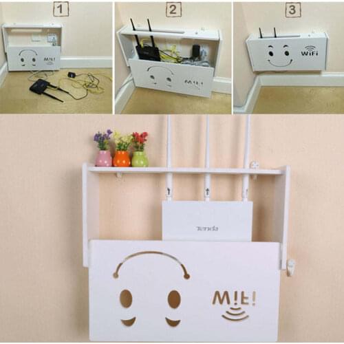 Wireless Wifi Router Box Wood-Plastic Wall Shelf Hanging Plug Board Bracket Storage Box 3 Size 9 Style Organizer