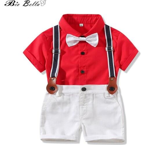 Biobella Newborn Infant Boys Clothes Set Summer Gentleman Kids Baby Boys Party Wedding Kids Boys Clothing Suit Boys Outfits 0-3T