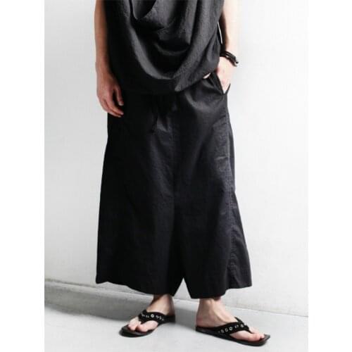 Mens wide leg pants Hip hop street style loose straight pants versatile casual slacker Day oversized nine-minute pants