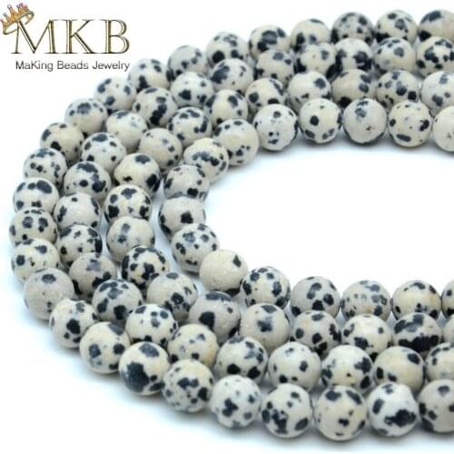 Perles Natural Stone Dalmation Jaspers Round Beads For Jewerly Making 4 6 8 10 12mm Gem Loose Beads DIY Charm Bracelet Wholesale