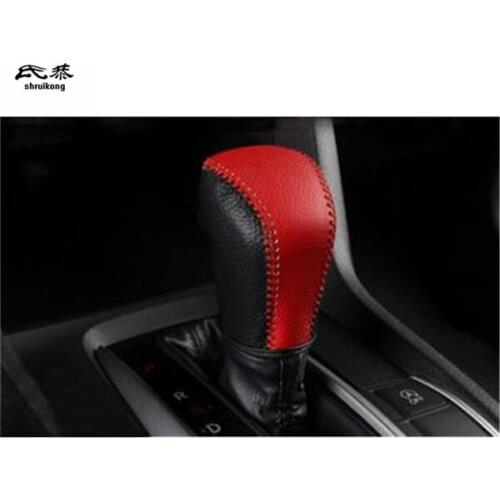 1PC For 2016-2021 Honda CIVIC MK10 Car Accessories Genuine Leather Gear Lever Cover