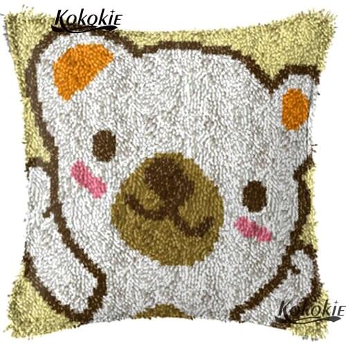 Diy 3d carpet latch hook pillow cross stitch sets sale Embroidery Pillowcase cartoon Needlework Crocheting Rug Kits cushion