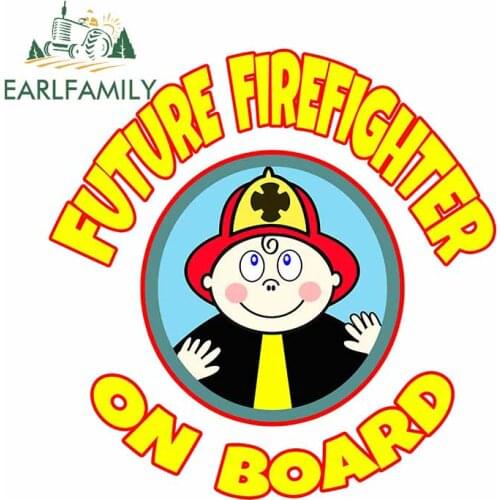 EARLFAMILY 13cm x 12.7cm for Future Firefighter on Board Trunk Decal Refrigerator Scratch-Proof Car Stickers Windows Decoration