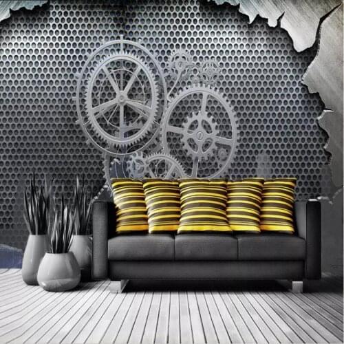 Europe Wall Picture Custom 3 d Wallpaper for Walls Dining Desktop Wall Mural Modern Wallpaper Vintage Industrial Abstract Gear