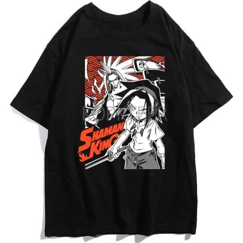Anime Shaman King Yoh Asakura Amidamaru Harajuku T-Shirt Men Women Ullzang Funny Cartoon T-shirt 90s Cute Tops Tees T-shirts