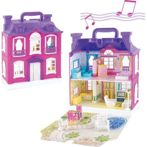 Girls toy Double-decker Luxury Villa Toy Child Play House Scene Toy Purple Villa With Light Music Children Toys