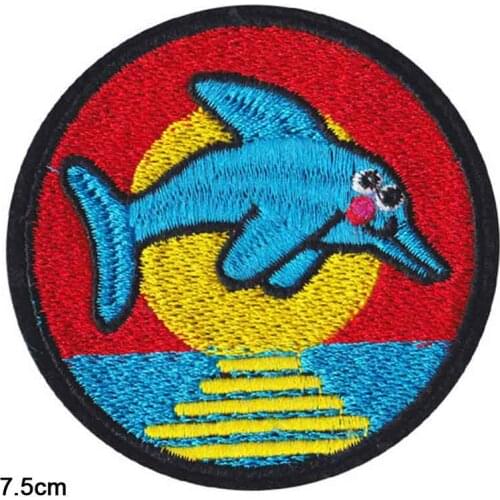 Lovely Colourful Blue Dolphin Iron On Embroidered Clothes Patch For Clothing Stickers Garment Apparel Accessories