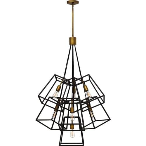 Simple modern personality creative wrought iron shop coffee shop clothing store four box chandelier