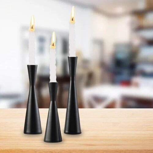 3Pcs/Set Matt Black Candlestick Holder Taper Candle Holder Centerpieces Decoration for Wedding Dinning Party