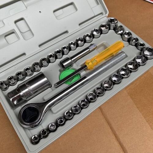 40Pcs Ratchet Wrench Socket Handle Set Carbon Steel Multi-function Spanner Kit Manual Auto Car Repair Hand Tools