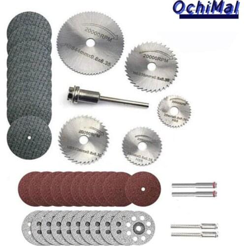 30/32/40/44Pcs Mini Circular Saw Blade Set Resin Wheels Diamond Cutting Wood Discs Rotary Tool Accessories