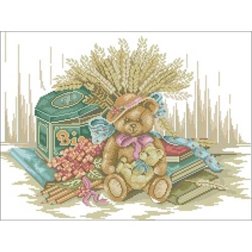 Bear and book patterns Counted Cross Stitch 11CT 14CT 18CT DIY Chinese Cross Stitch Kits Embroidery Needlework Sets