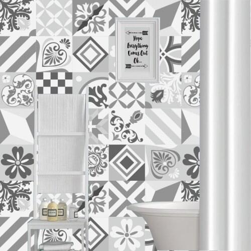 Tile Stickers Geometry Self -adhesive Wall Stickers Simulation Tiles Kitchen Bathroom Decor Customed Grey Anti Oil Waterproof