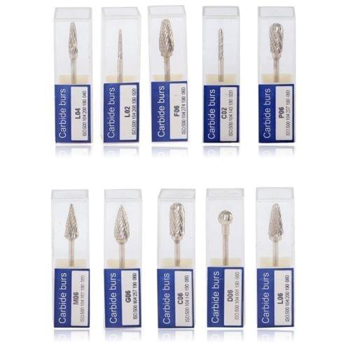 New 10pcs Dental Tungsten Carbide Drills/Burs for Dental Lab Polishing 2.35mm