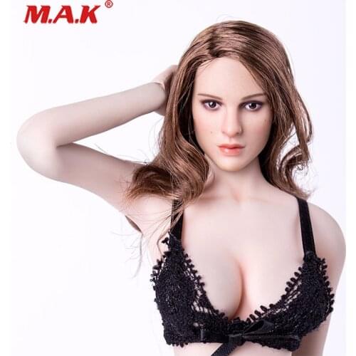 1/6 female head sculpts Natalie Portman KT008 long curly hair carving for 12inches girl action figures and bodies