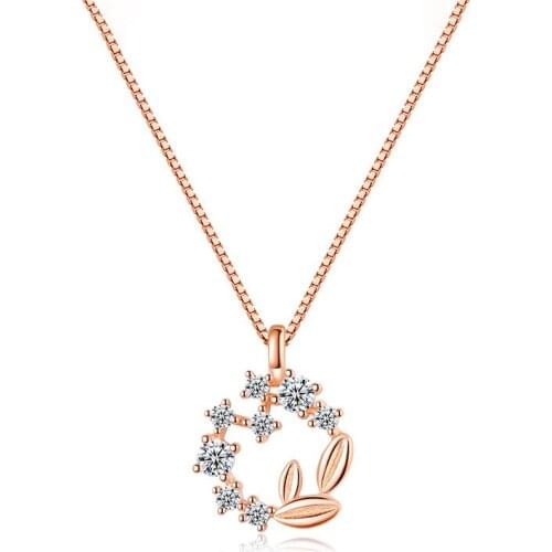 Lucky Flower Necklace Sterling Silver Necklace Female Rose Gold Light Luxury Lucky Necklace Silver 925 Jewelry