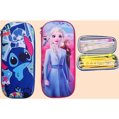 Disney Stitch Cartoon Student Large-capacity Stationery Box Frozen Cute Printing Waterproof Learning Essential Pencil Case