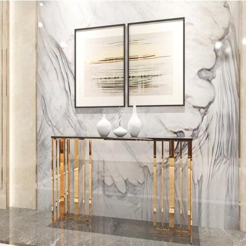 Nordic minimalist modern light luxury porch table stainless steel marble porch table hotel lobby entrance view deck