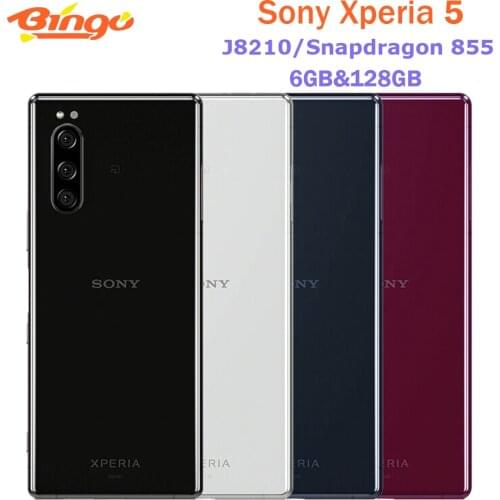 Sony Xperia 5 J8210 Android Mobile phone 4G LTE 6.5" Octa core 6GB RAM 128GB ROM Triple 12MP Snapdragon 855NFC Fingerprint
