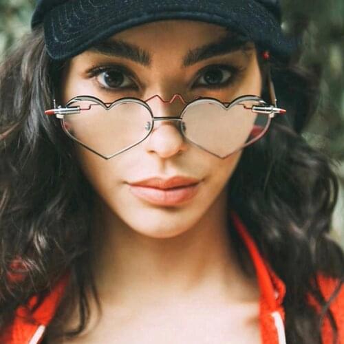47894 Heart Shape Sunglasses Women Gothic Cute Shades UV400 Vintage Glasses