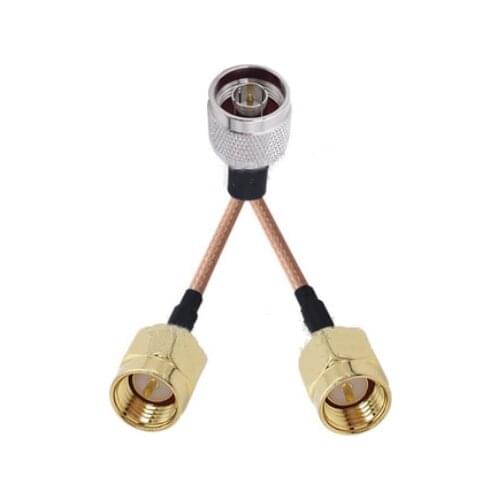 N Male to 2 SMA Male Connector RF RG316 Pigtail Y Extension Cable