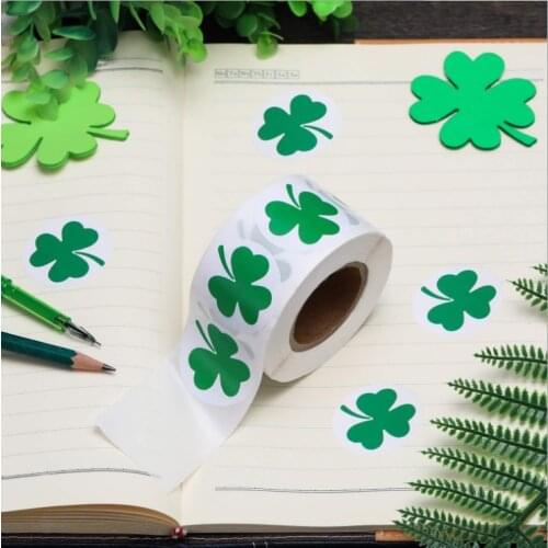 50-500pcs Labels St. Patricks Day Stickers Shamrock Stickers 1inch Adhesive Label for Kids Decoration and Stationery Sticker