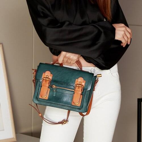 Women Bag Genuine Leather Bucket Single Lock Vintage Multifunctional Shoulder Bags Handbag High Quality Bag Euro-America Style