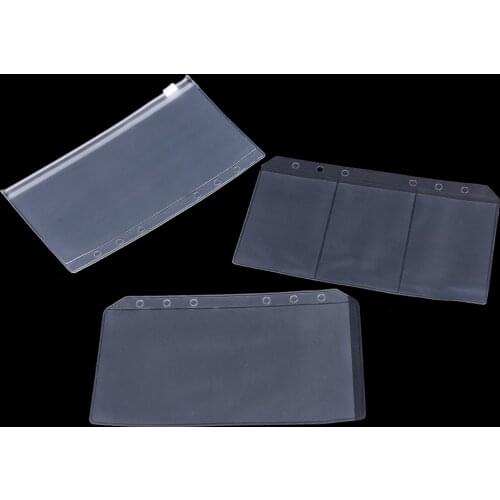 1pc Transparent Filing Products Bags A5/A6 PVC Waterproof Filofax Zipper Bag Concise Planner Spiral Storage Card Bag