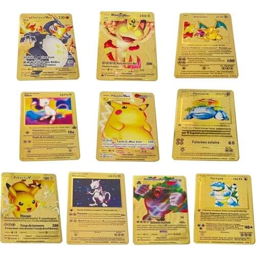 10Pcs/Set French Version Pokemon Vmax Card Charizard Mewtwo Pikachu Collection Battle Carte Trading Game Gold Card Toy Gift