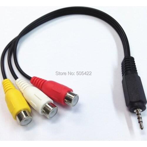 2.5mm Mini AV Male to 3RCA Female M/F Audio Video Cable Stereo Jack Adapter Cord