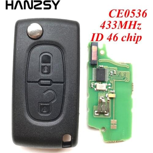 2 buttons 433MHz Remote Key For PEUGEOT 307 408 807 3008 308 207 Car Flip Folding key ID46 Chip CE0536 VA2 Blade
