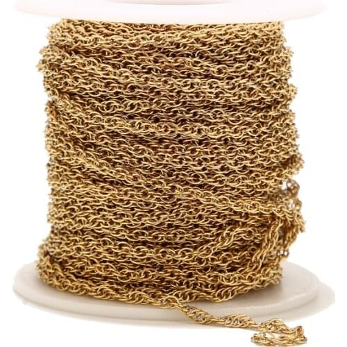 3MM width golden Stainless Steel Twisted Helix Rope Chains Findings Fit for Jewelry Making &DIY
