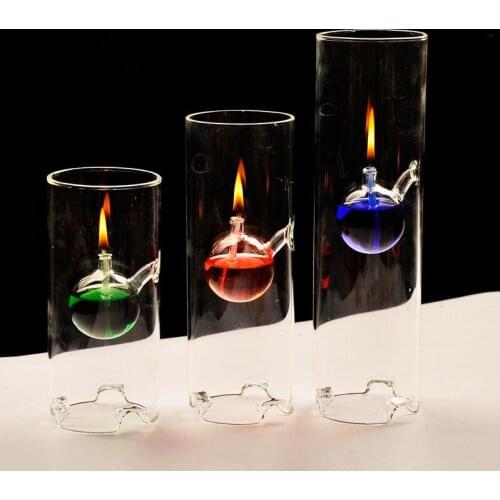 3pcs/pack Diameter=8cm Different Height=18cm 22cm 28cm Cylinder Shaped Glass Oil Lamp Home Decorative Wedding Gift